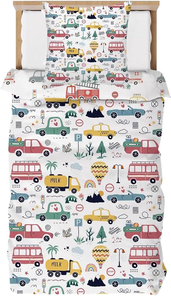 SnelShoppen - Omkeerbare Dekbedovertrek 90 x 190 cm, Microfibre Bedlinnen voor Eenpersoonsbed, Inclusief Kussensloop 40 x 60 cm, Ideaal voor Kinderen