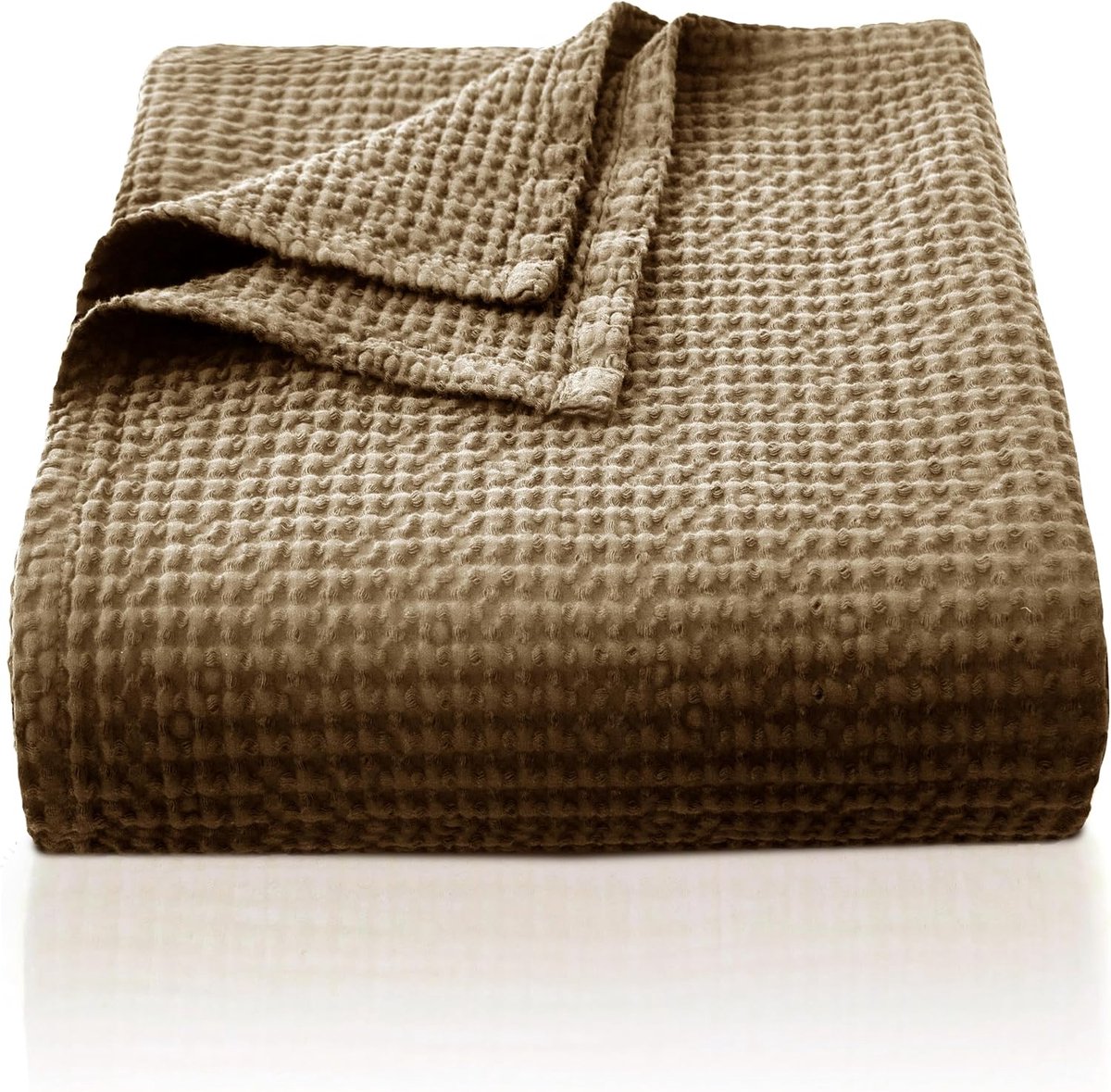 SnelShoppen - 100% Katoenen Dekbed, 270 x 230 cm, Zachte en Ademend Bedsprei, Licht Cage Patroon als Sofa Dekentje, Fluffy Dekentje voor Woonkamer, Ba