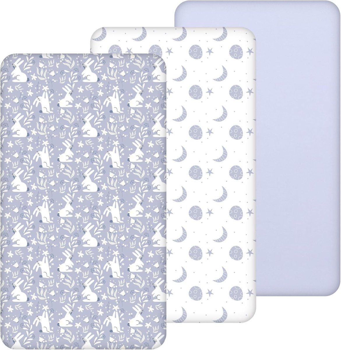 SnelShoppen - Baby Bed Sheet 60 x 120 cm, Fitted Baby Microfiber Lakens, Ademend en Makkelijk Onderhoud, 3-Pack Blauw, Perfect voor Kinderbedden