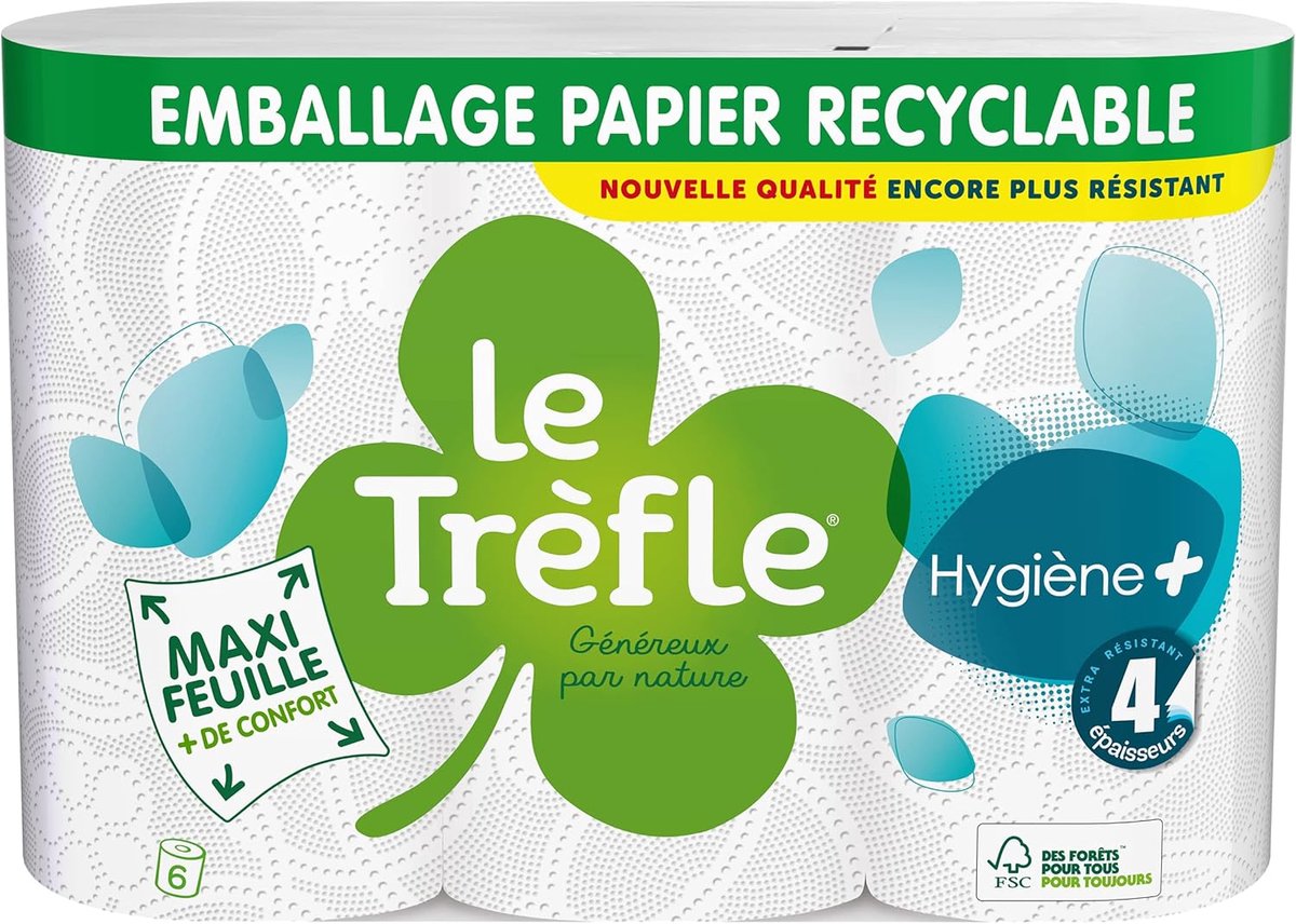 SnelShoppen - Toiletpapier 4 Laags - 6 Rollen - Ultiem Comfort & Zachte Structuur - Maxi Vellen - Duurzaam & Recyclebaar - FSC Gecertificeerd - Wit
