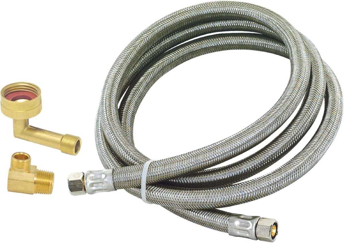 SnelShoppen - Universele RVS Vaatwasser Installatie Kit - 10 ft. Aansluitset - 3/8 inch Compressie Verbinding - Kookkeuken Accessoire