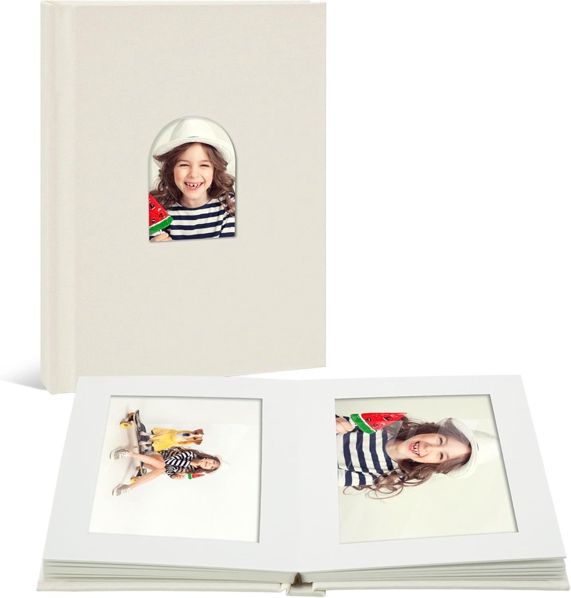 SnelShoppen - Premium Fotoalbum 10x15 cm voor 20 Foto's - Beige Linnen Cover met Schrijfruimte - Ideaal voor Huwelijksreis en Herinneringen