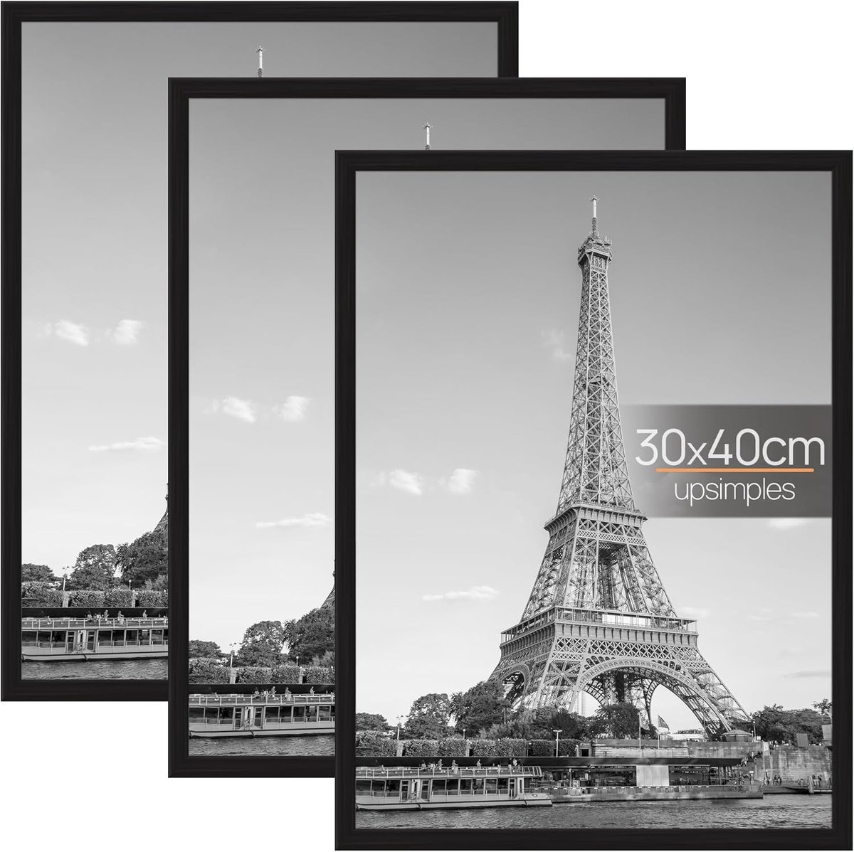SnelShoppen - 3 Pack 30x40 Foto Lijsten Zwart voor Wanddecoratie - Modern Design, Lichtgewicht, Horizontaal of Verticaal, Ideaal voor Foto Galerij, Ku