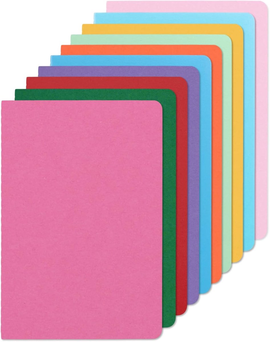 SnelShoppen - Set van 10 A5 Notebooks Gekleurd Kraft Kaft, Gelijnd Notitieboek met 30 Vellen / 60 Pagina's, Perfect voor School, Kantoor, Notities, To