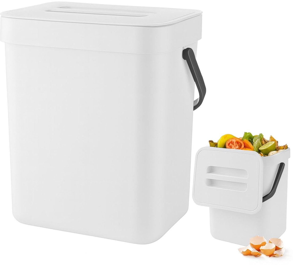 SnelShoppen - Compostemmer Keuken 3L - Kleine Compostbak voor Afval - Hangbare Biobak voor Aanrecht - Mini Prullenbak voor Kantoor, Badkamer, Slaapkam