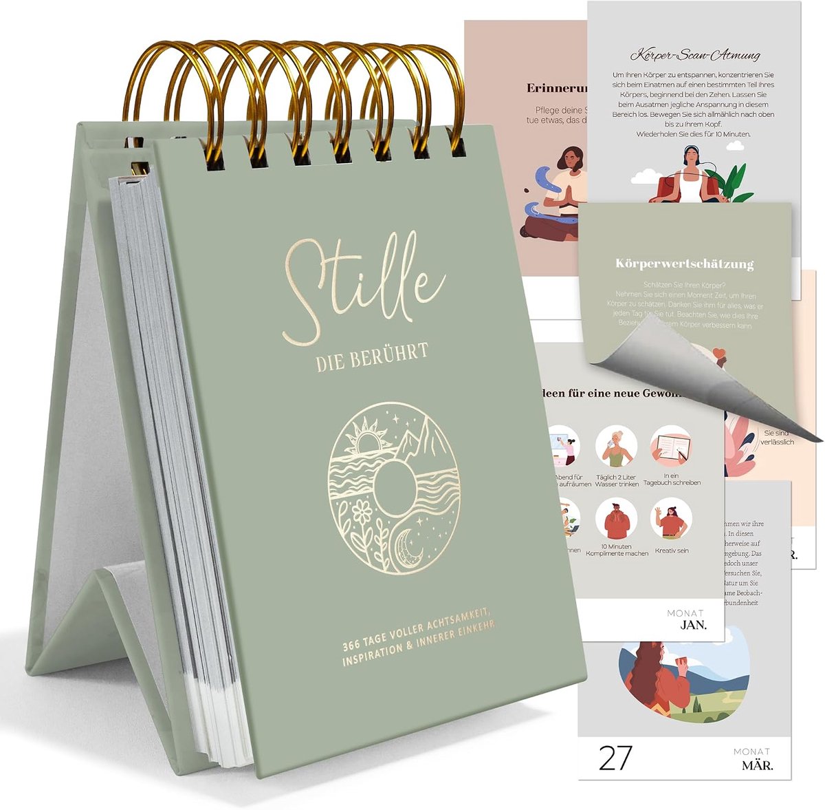 SnelShoppen - BIROYAL Tear Calendar Groen - Wegwerp Kalender met Dessertpatroon voor Feesten, Keuken en Creatieve Projecten