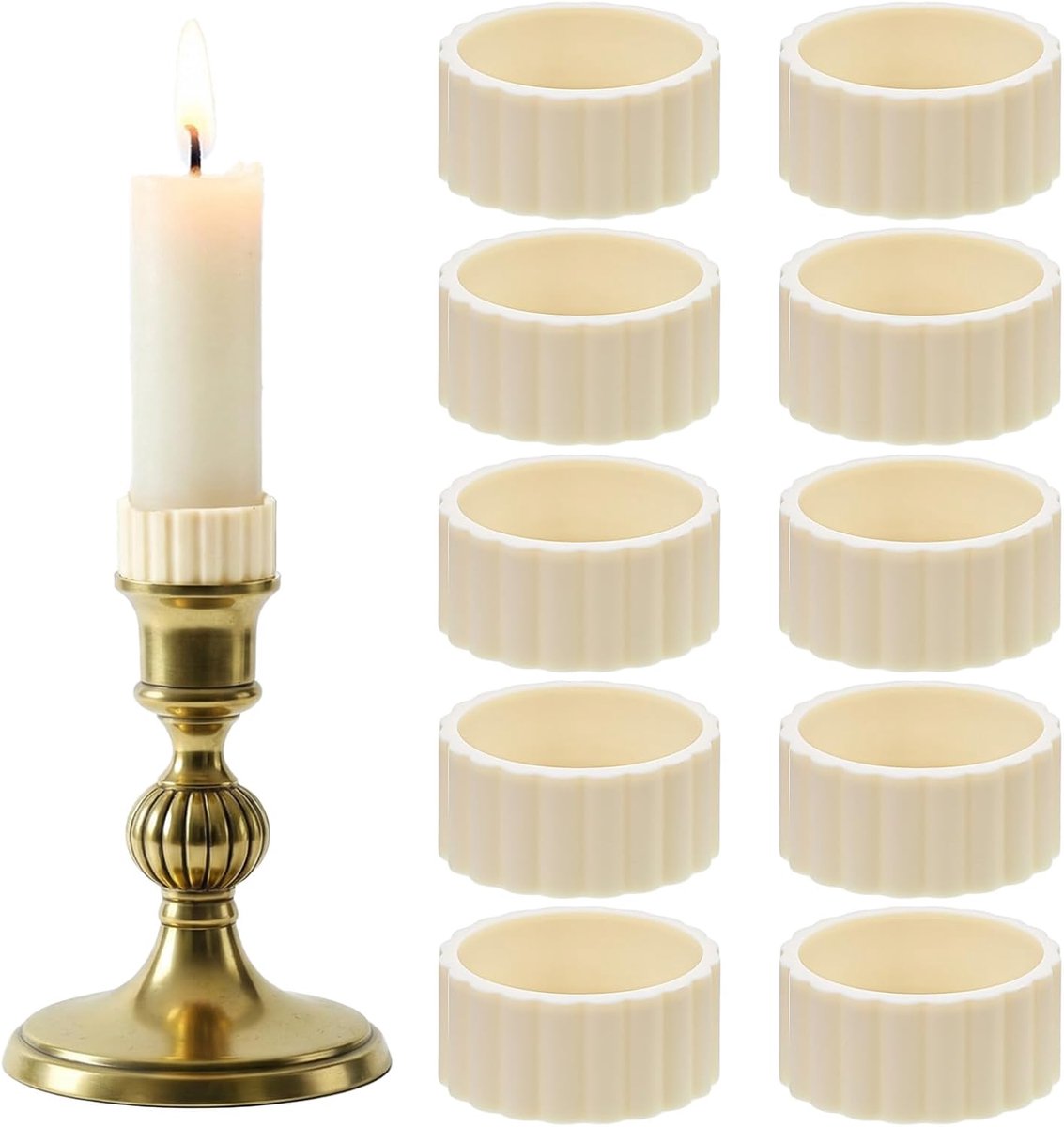 SnelShoppen - Set van 10 Rubber Drip Catchers, Hittebestendige Wax Ringen voor Bar Kaarsen, Antislip Kandelaar, Duurzaam en Robuust, Ideaal voor Feest