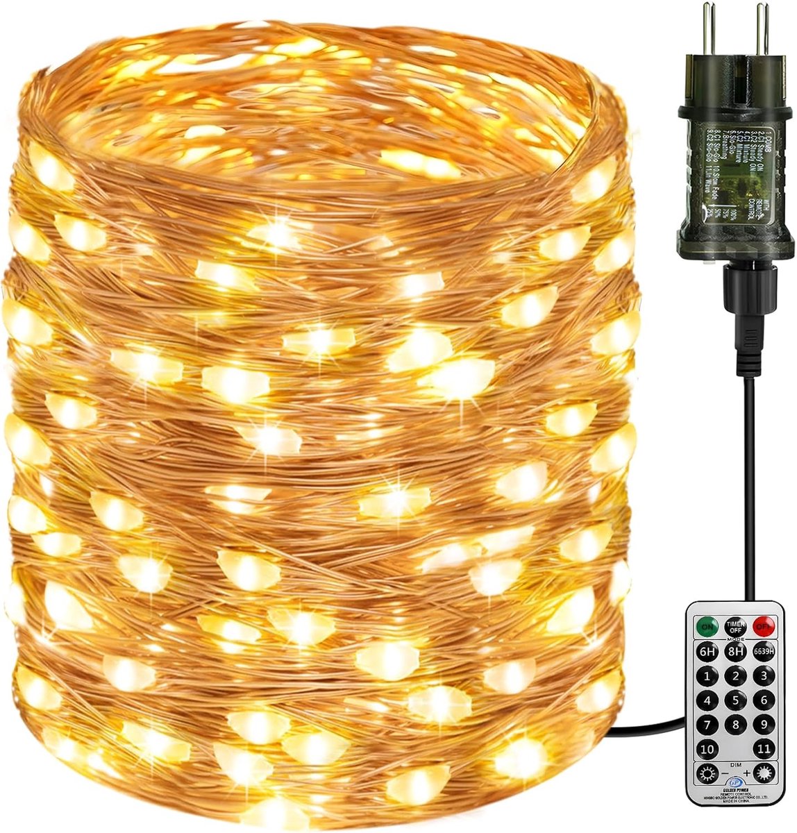 SnelShoppen - 10M 100 LED Binnen Fairy Lights met Stekker en Afstandsbediening - Waterdichte Koperen Draad Verlichting voor Kerst, Feest, Bruiloft, Tu