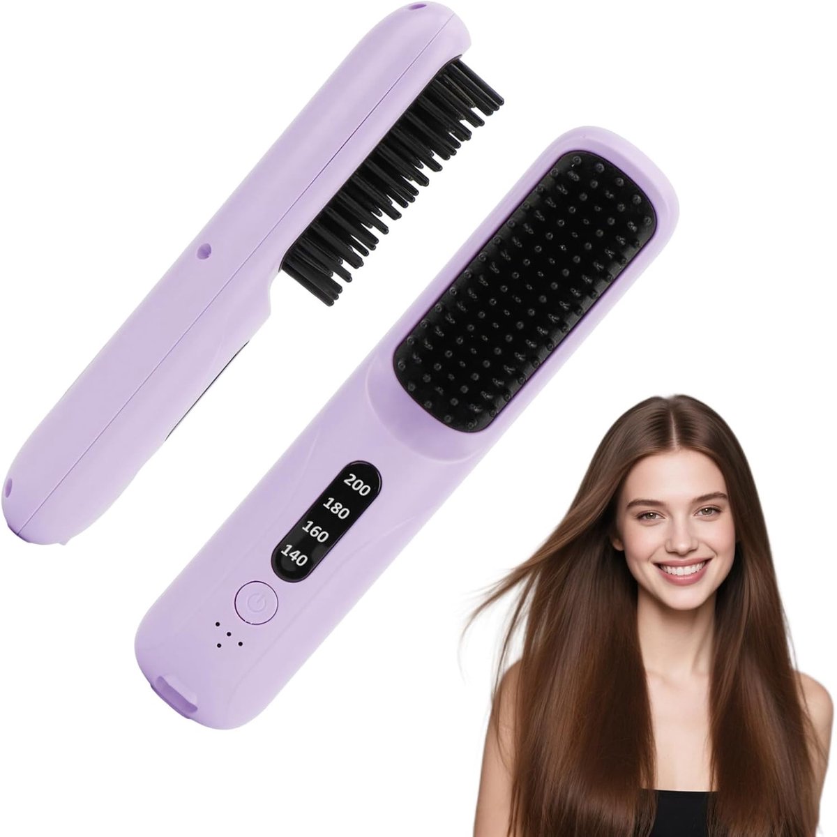 SnelShoppen - Draadloze Stijlborstel, Oplaadbaar, USB, 4 Temperatuurinstellingen 140-200°C, Snelle Opwarming binnen 20 seconden, Draagbaar voor Reizen