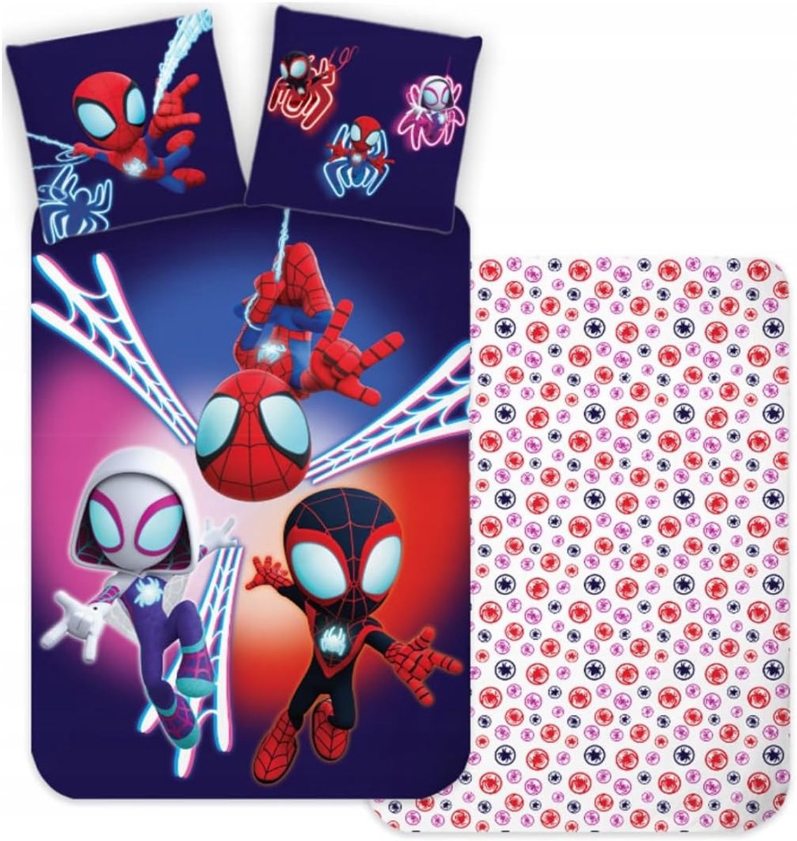 SnelShoppen - Baby Dekbedovertrek Set 100 x 135 cm - Spidey Kussenhoes 40 x 60 cm - 100% Katoen - Wasbaar 40°C - Tumble Dryer Veilig - Kinderkamer Dec