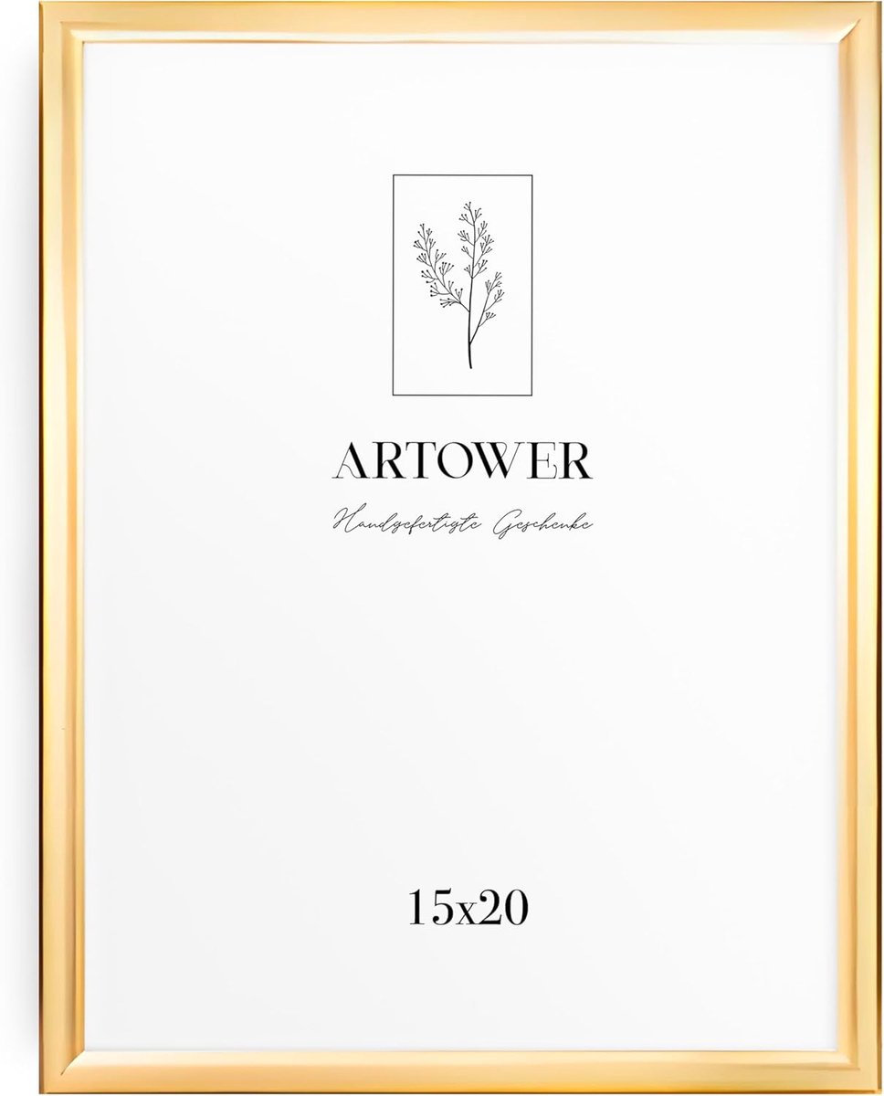 SnelShoppen - Fotolijst 15x20 cm Goud Metaal | Dun Aluminium Frame voor Foto’s & Posters | Smalle Metalen Fotolijst | Gouden Poster Frame voor Thuis &