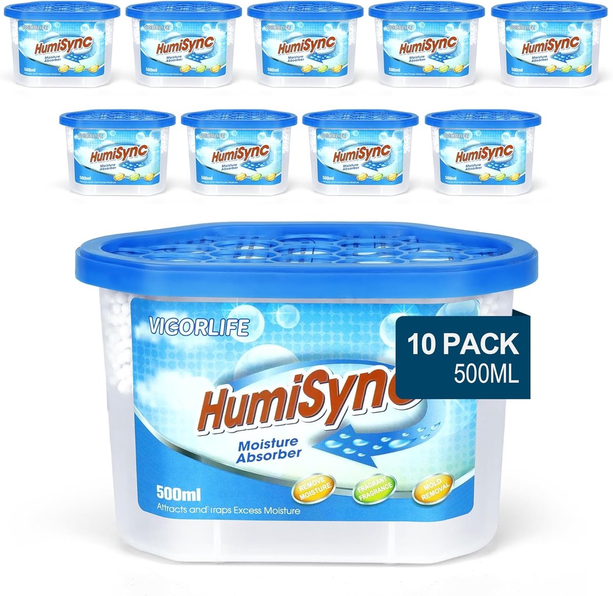 SnelShoppen - Luchtontvochtiger 10 x 500 ml Vochtabsorberende Dozen - Vochtverwijderaar voor Kledingkast, Kelder, Slaapkamer, Wasruimtes - Anti-Schimm