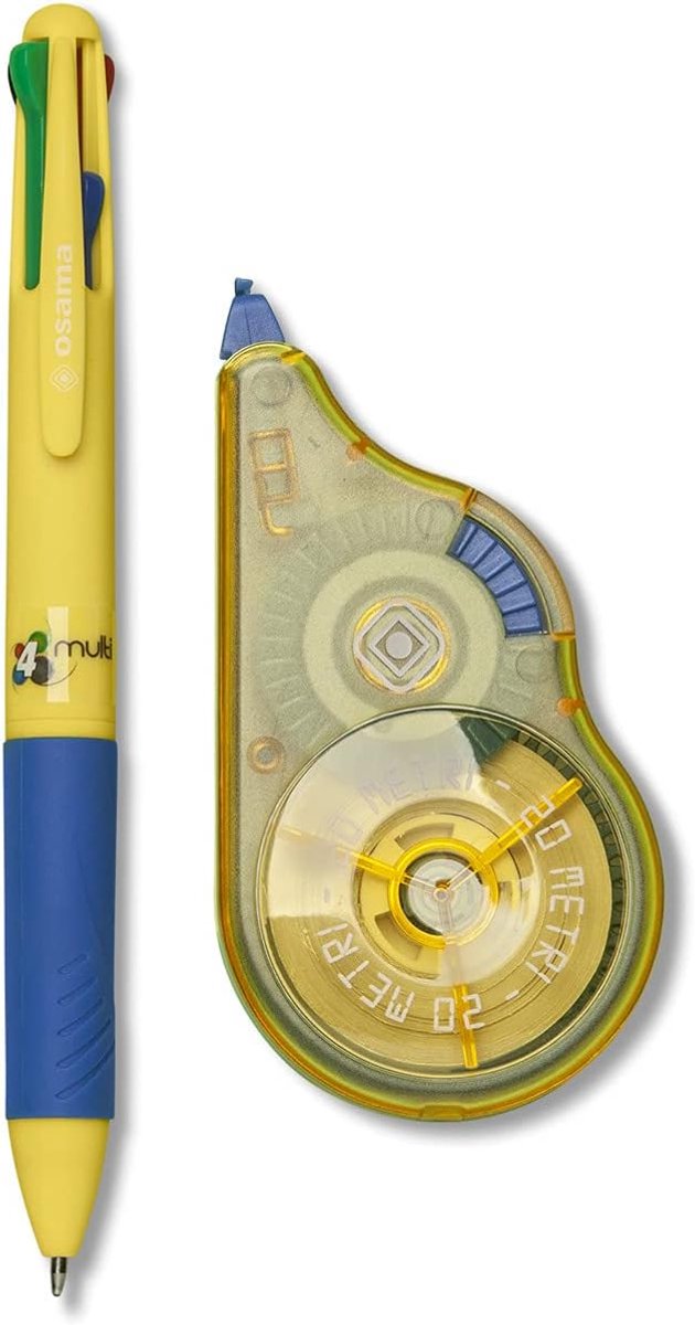 Thijox - Osama 20 Meter + 4 Multi Becolor Geel/Blauw Blister - Tuinslang met Accessoires voor Buiten en Camping, Perfect voor Tuinonderhoud en Water g