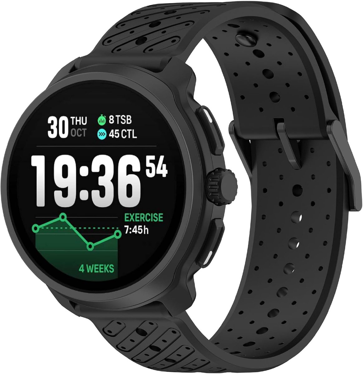 SnelShoppen - Zachte TPU Horlogeband 22 mm voor Suunto Race 2/Race S/Run/Vertical/Ocean/5 Peak/9 Peak Pro - Zwart met Kleurstiksels, Comfortabel en Du