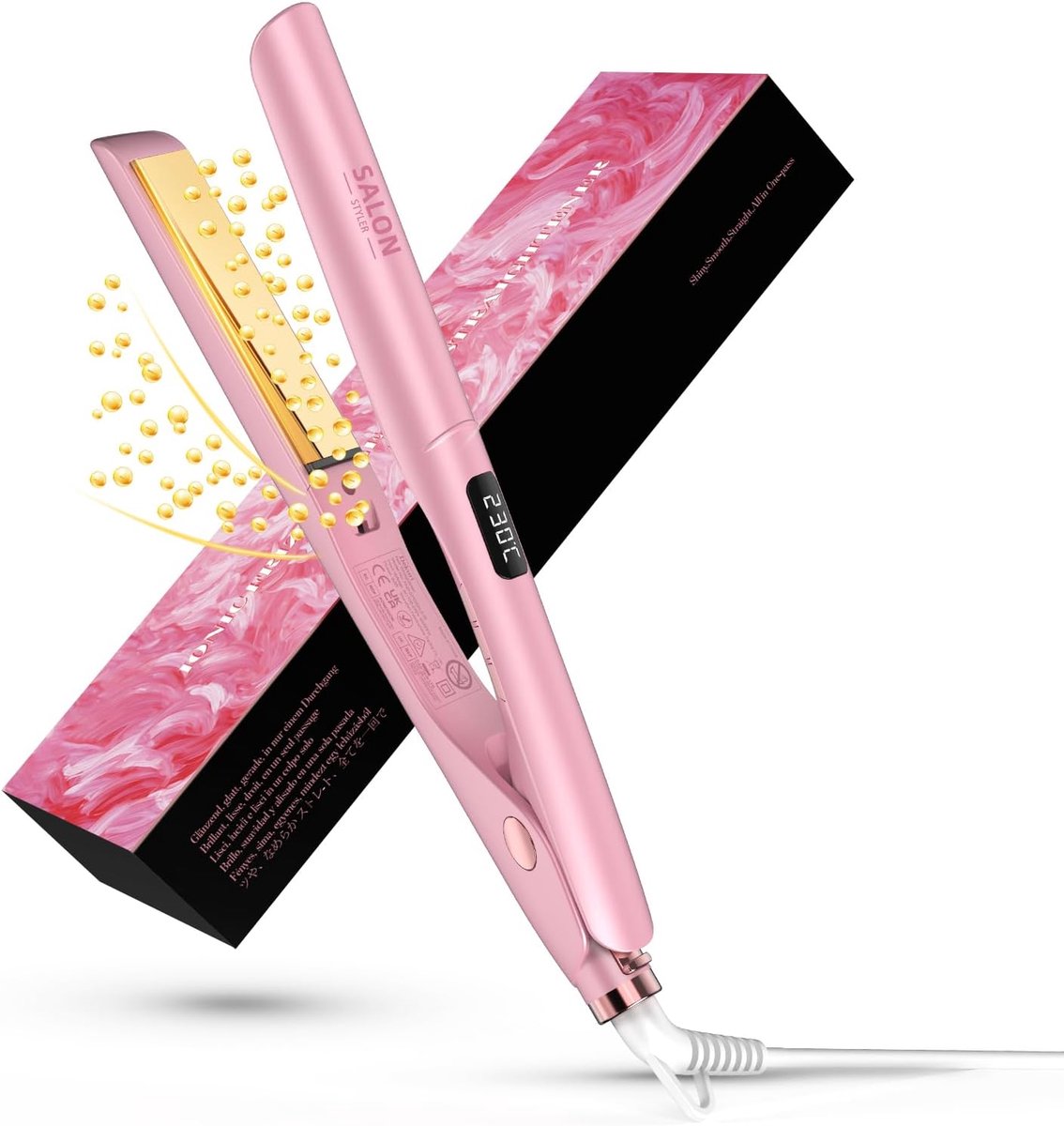 SnelShoppen - 2-in-1 Stijltang en Krultang - Titanium Stijltang met LCD-Display 120-230 °C - Snelstrijkijzer in 30 Seconden - Ionen Technologie voor V