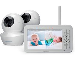 Thijox - Babysense Babyfoon HD 5 inch met 2 camera's, Video-Babyfoon zonder Wifi, Nachtlampje, Slaapliedjes, 300 m Bereik, Tweeweg Audio, 4-voudige Zo