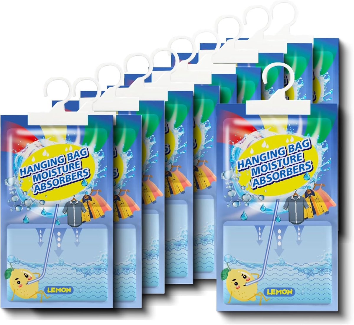 SnelShoppen - Luchtontvochtiger Hangzakken 10 x 100 g - Geurvrije Vochtdichte Droogzakken voor Badkamer, Keuken, Auto, Kledingkast, Vitrine - Effectie