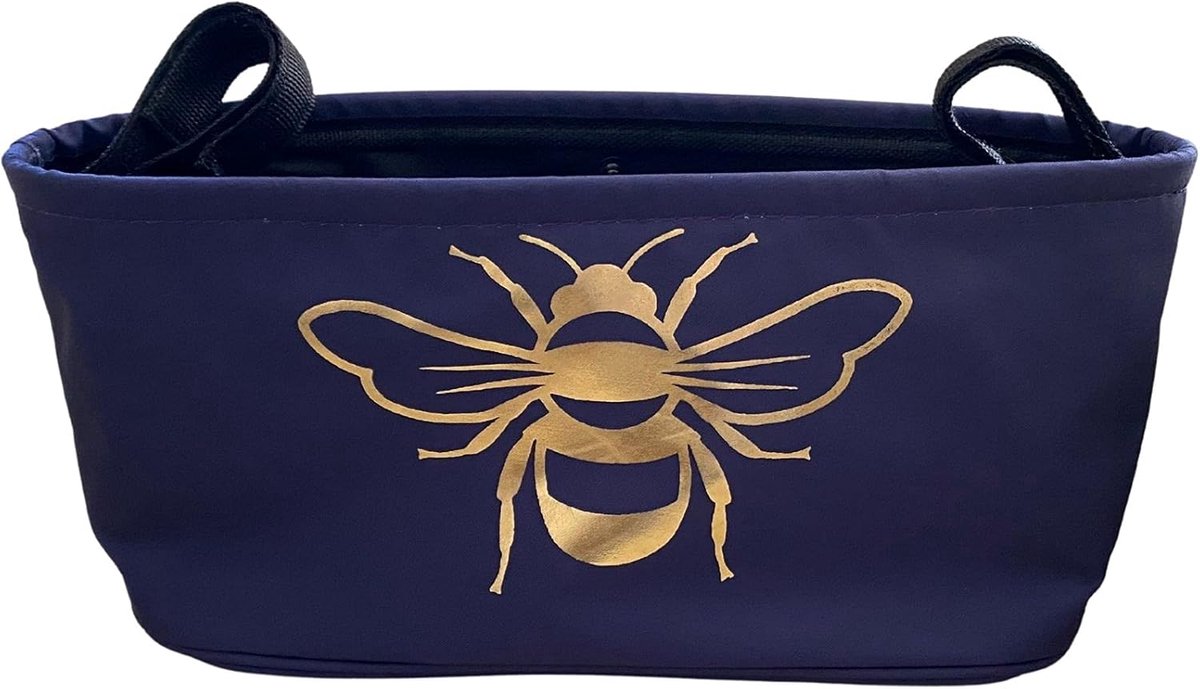 Thijox - Buggy Organizer - Opbergtas voor Kinderwagens met Luierzakje - Universele Pasvorm met Stuur voor Alle Kinderwagens en Rolstoelen - Gouden Bij