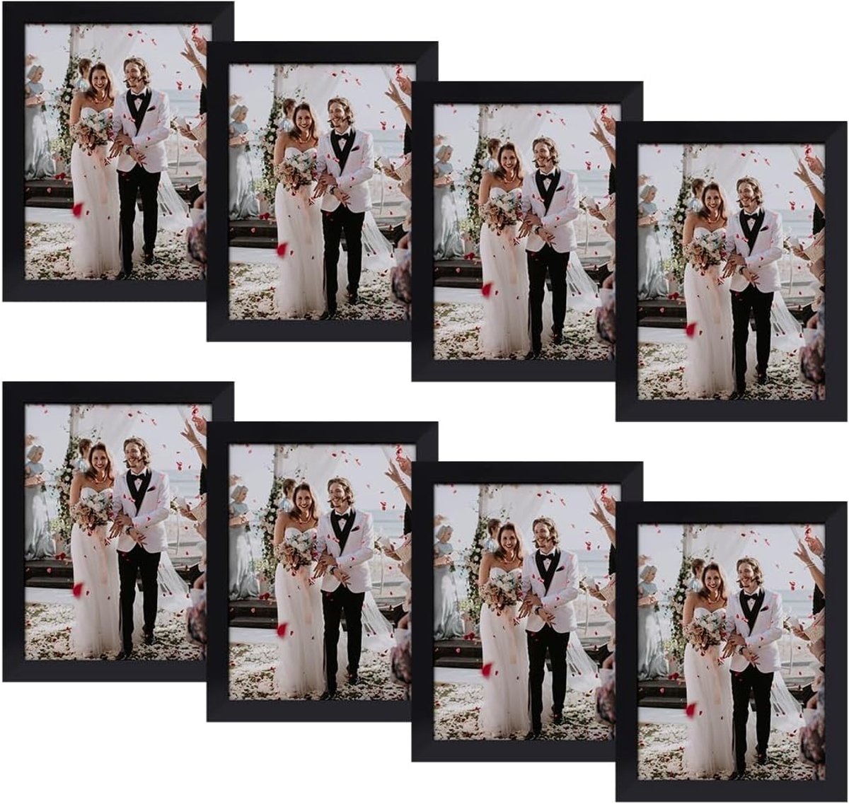 SnelShoppen - Set van 8 Fotolijsten 9x13 cm - Zwart - Milieuvriendelijk PVC - Perfect voor Wanddecoratie en Tafeldecoratie - Fotolijst voor Slaapkamer