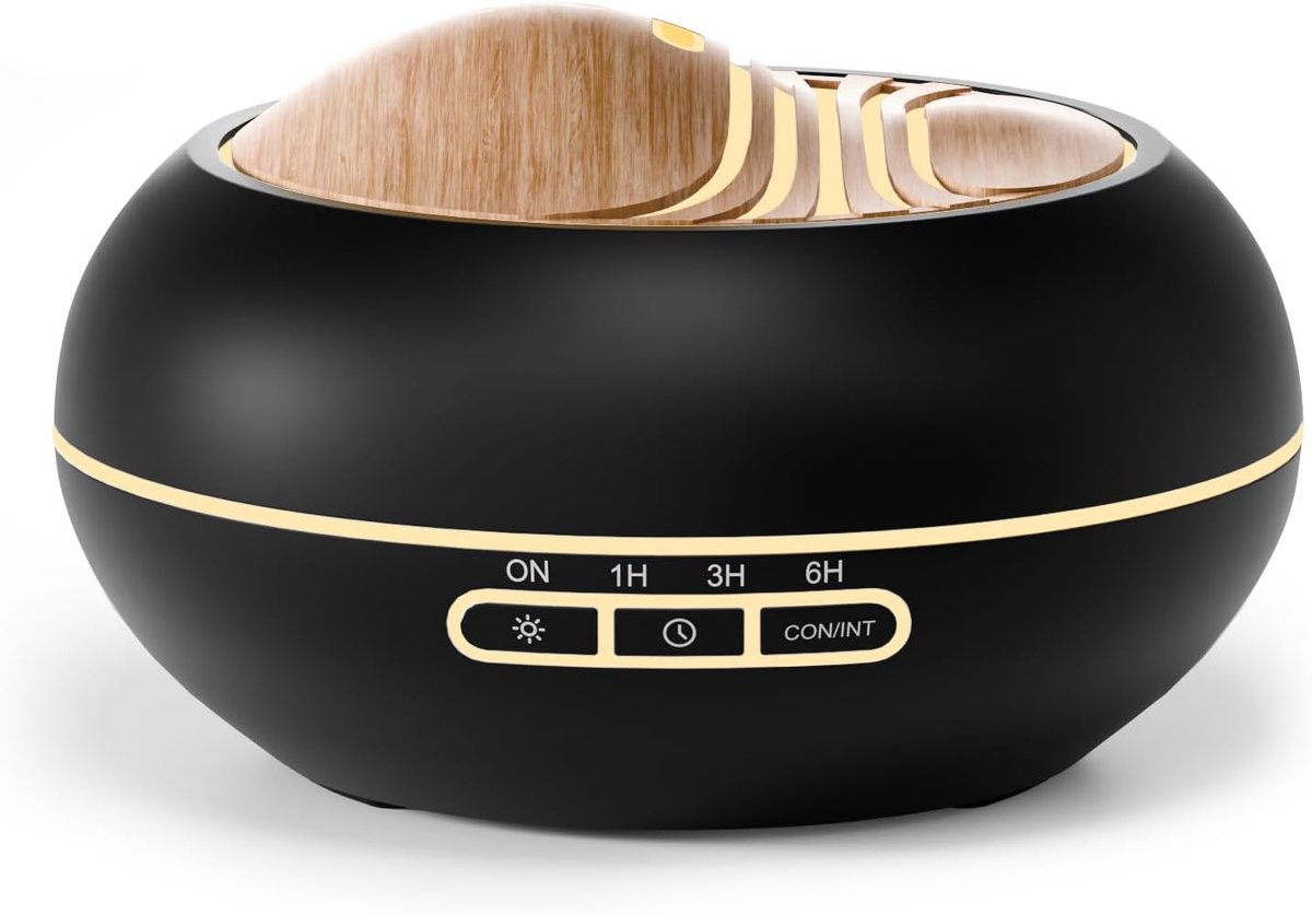 SnelShoppen - Aroma Diffuser 400ml Zwart - Ultrasone Geurverspreider - Stille Luchtbevochtiger voor Thuis, Yoga, Slaapkamer, Werkplek