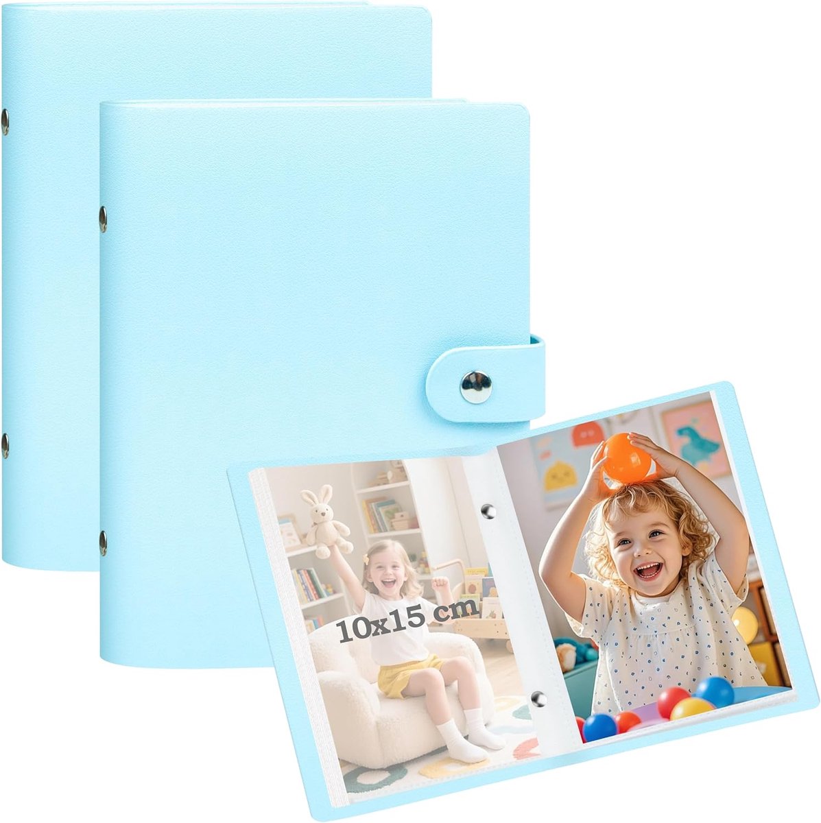 SnelShoppen - 2 Paks Mini Fotoalbums 6x4 Inch - Luxe PU-kunstleer, Zuurvrije Pagina's, 52 Foto's per Album - Compact voor Familie, Jubilea, Baby's, Re