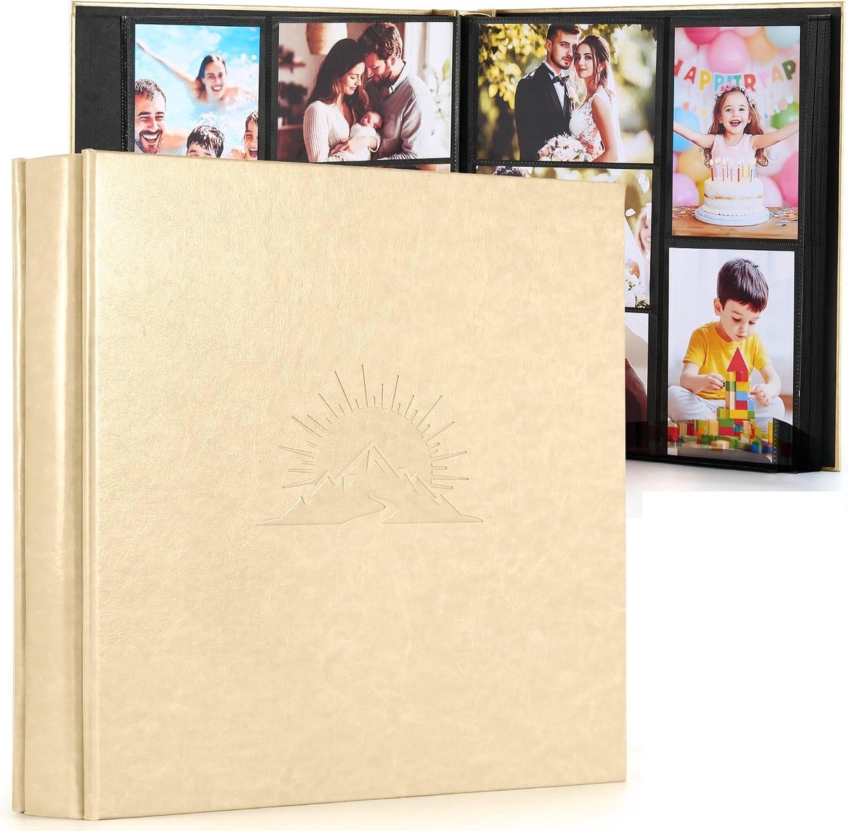 SnelShoppen - DazSpirit Fotoalbum 10 x 15 cm voor 600 Foto's - Insteekalbum van Kunstleer met Elegant Reliëf - Perfect voor Bruiloft, Jubileum, Baby &