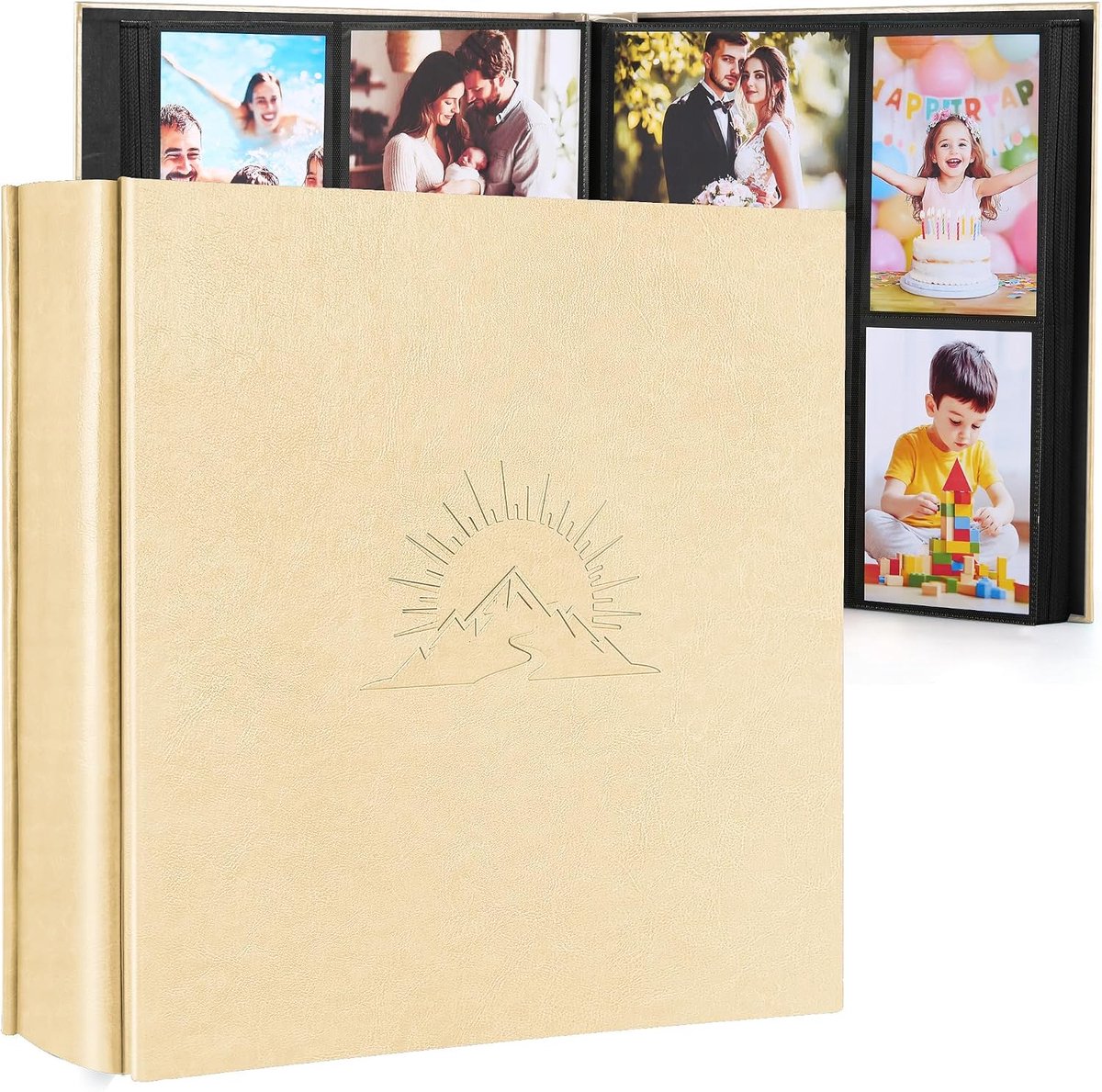 SnelShoppen - DazSpirit Fotoalbum 10 x 15 cm voor 1000 foto's, Kunstleer Insteekalbum met Elegant Reliëf, Ideaal voor Bruiloft, Jubileum, Baby en Fami