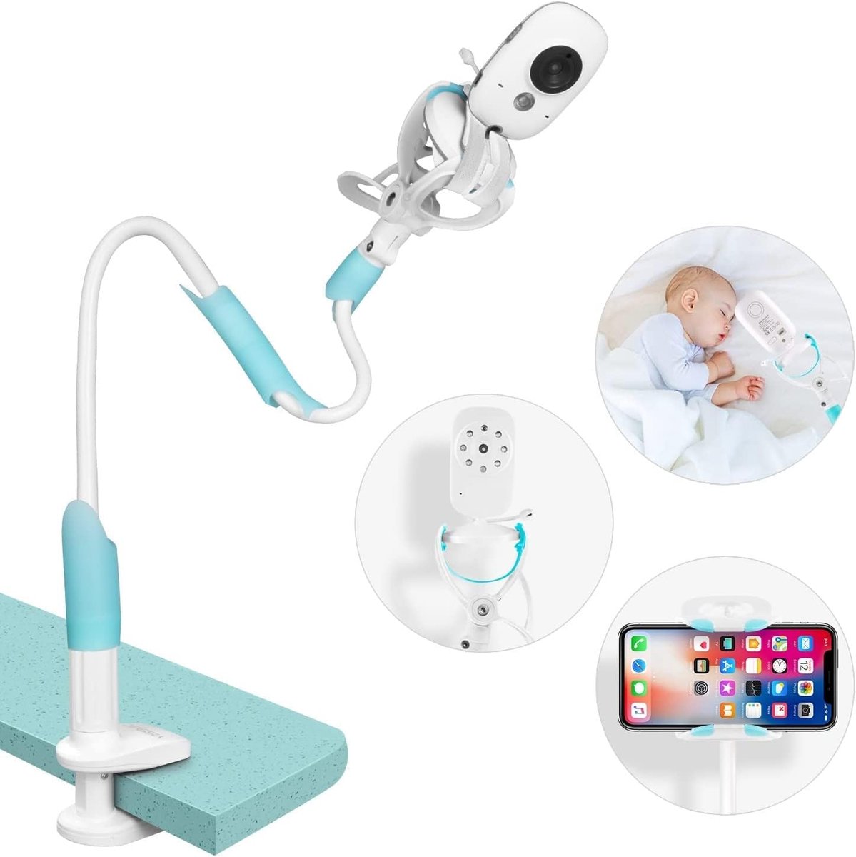 SnelShoppen - Universele Baby Camera Houder, Flexibele Smartphone Houder, 360° Verstelbaar, Compatibel met Meeste Babyfoons, Ideaal voor Thuisgebruik,