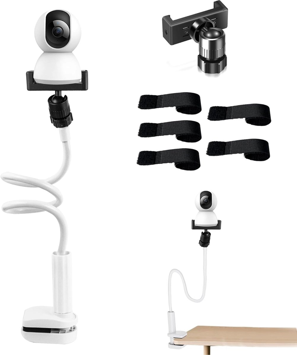 SnelShoppen - Universele Mobiele Baby Monitor Houder voor Camera's - Multifunctioneel, Wit, Inclusief 5 Kabelbinders, Geschikt voor Alle Baby Monitore