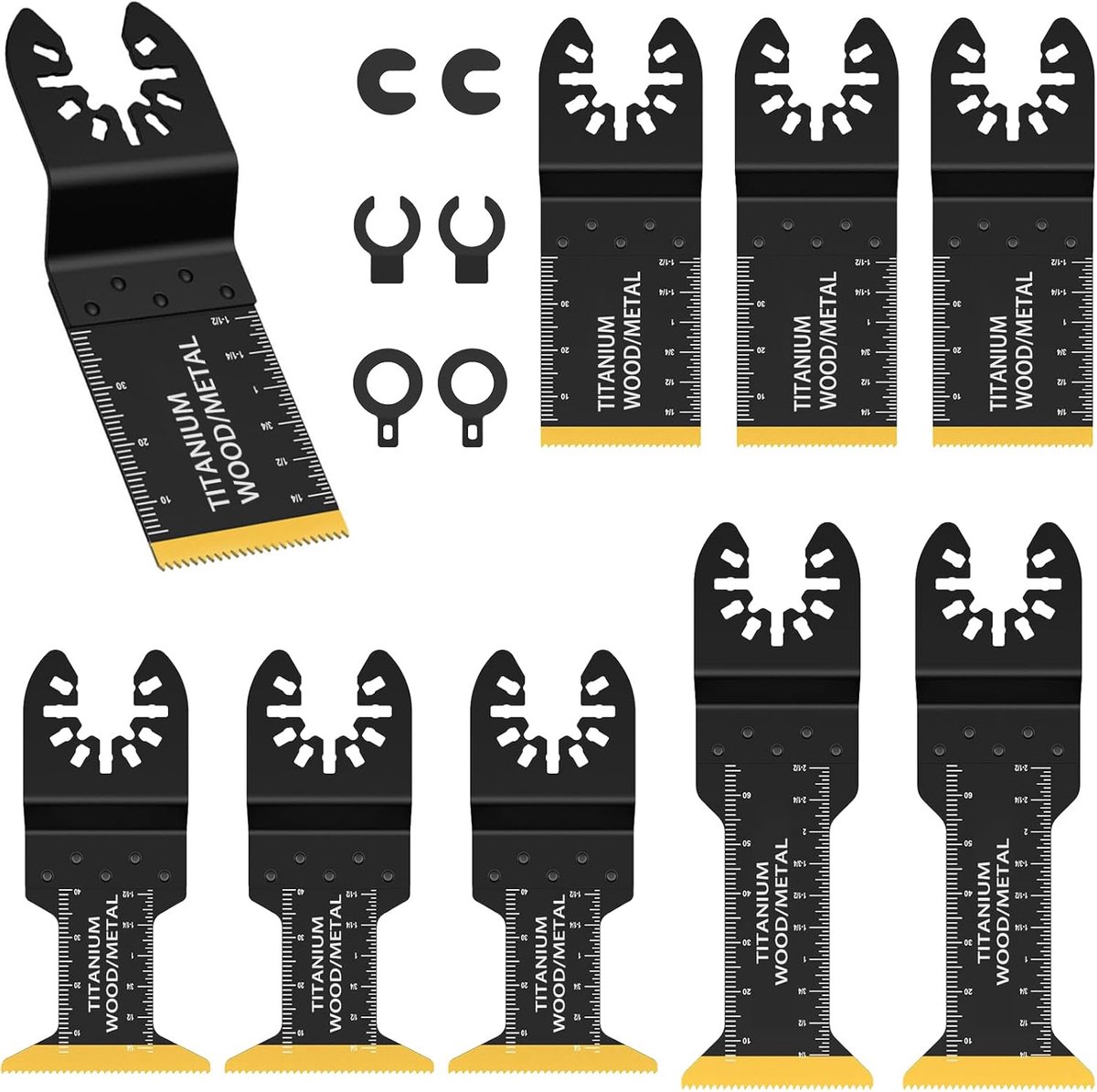 SnelShoppen - 9-delige Multi-Tool Zaagbladen Set, TiN Coating, Oscillerende Zaagbladen, Bi-Metaal, Universeel Compatibel, Snelle Bevestiging voor Hout