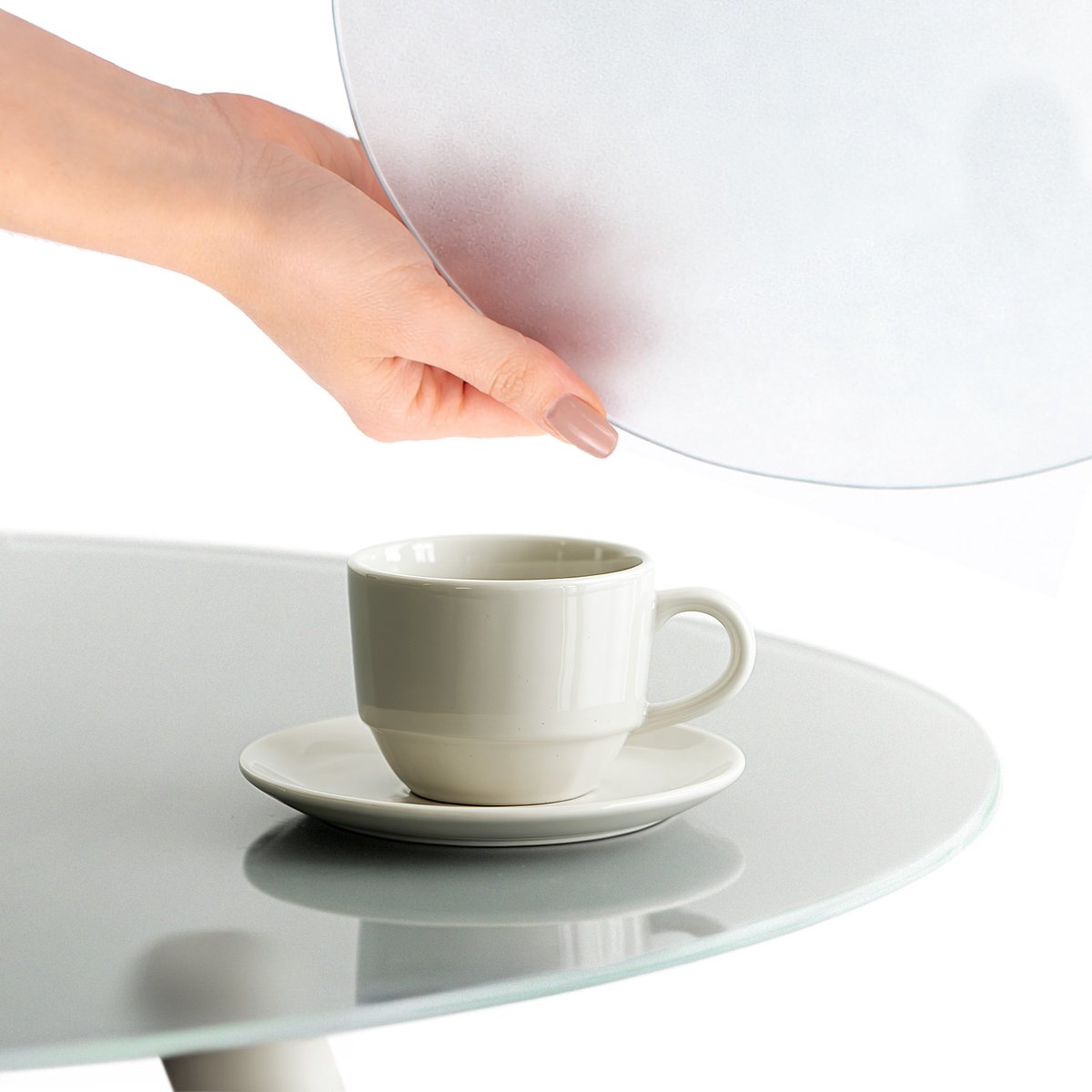 ArtPrintCaveTafelblad van Matglas - 70 cm - Tafelblad Rond - Semi-transparant Keukentafel
