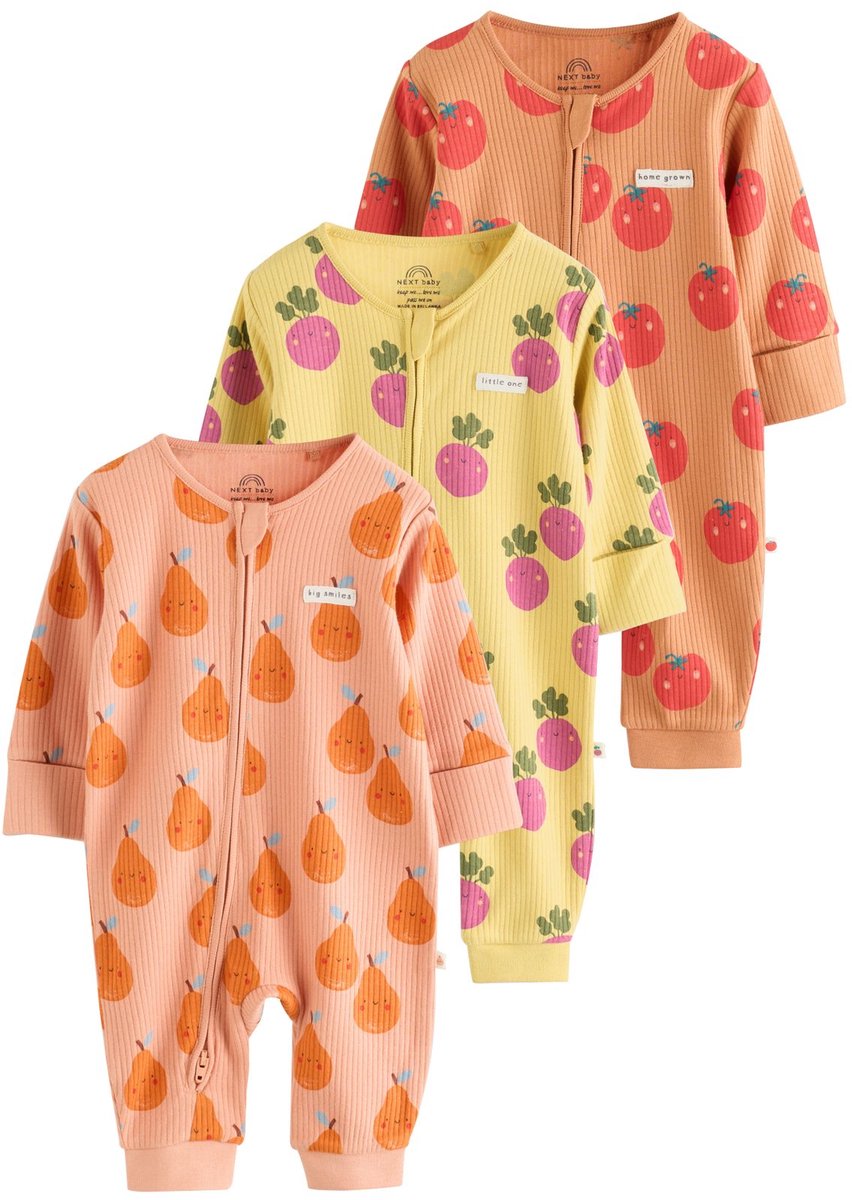Next - Jongens - Set van 3 babypyjama's met tweewegritssluiting - Oranje