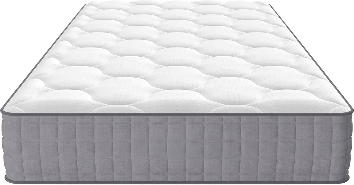 DESMIU Pocketveringmatras 90x200 cm – 7-Zones Ergonomische Ondersteuning – H3 Stevig Ligcomfort – 25 cm Hoog – Polyester – Wit