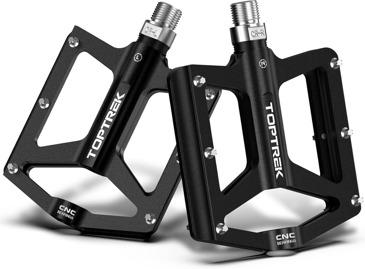 SnelShoppen - Pedalen voor Fiets, CNC Aluminium Fiets Pedalen, Antislip met 3 Geïsoleerde Lagers, MTB Pedalen 9/16 Inch Platte Pedalen voor MTB, Racef