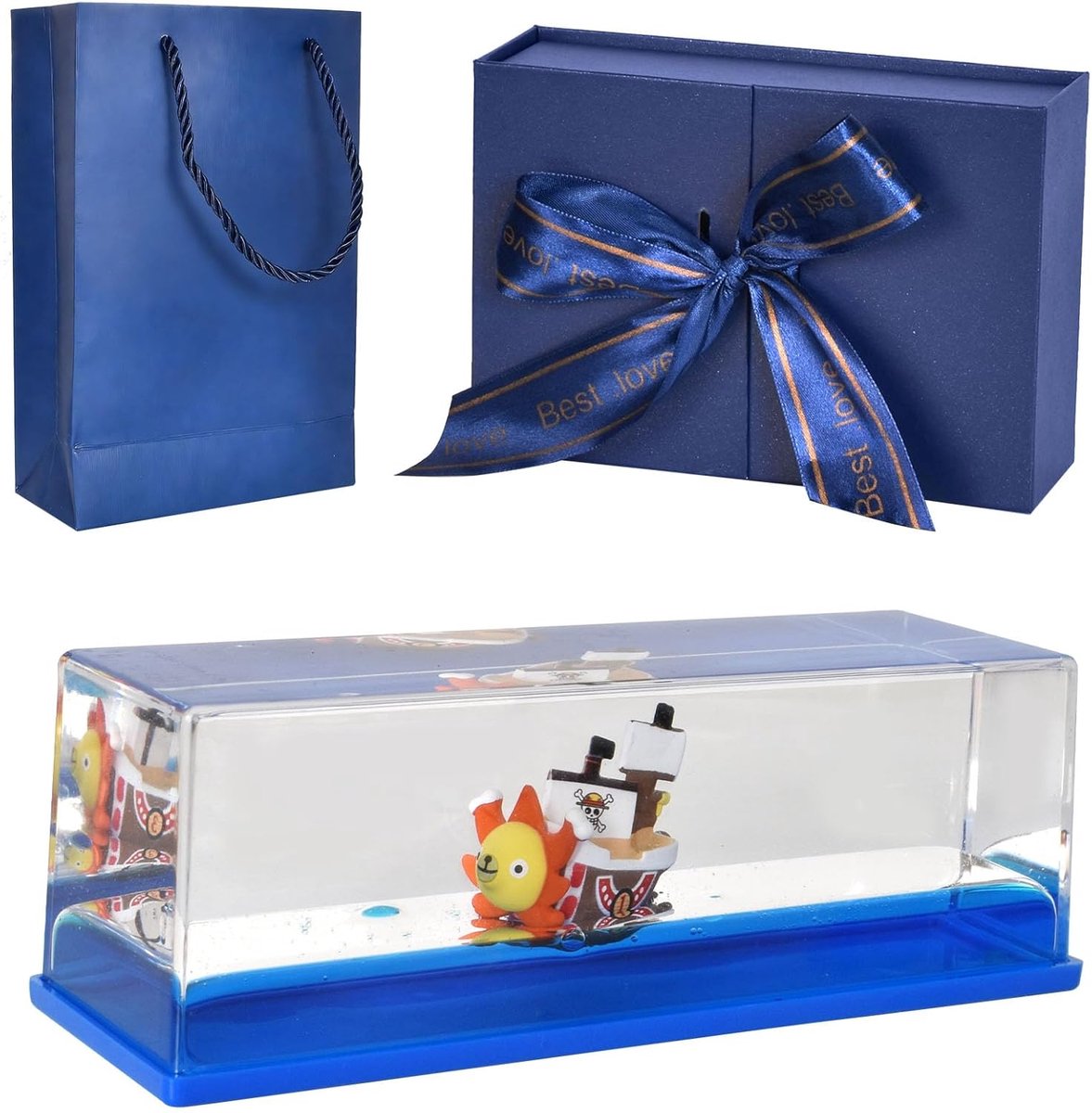 SnelShoppen - Fluid Drift Cruise Ship Luminous Bottle met Lichtbasis, Acryl, Decoratie en Stress Relief, Perfect als Cadeau voor Bootliefhebbers, Luxe