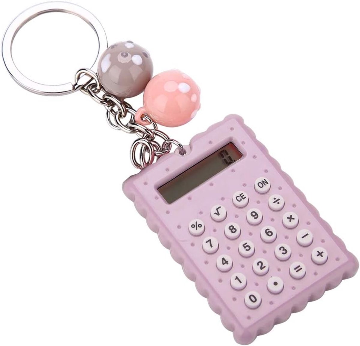 Thijox - Mini-rekenmachine 8-cijferige LCD-scherm Draagbare Zakrekenmachine Sleutelhanger Grijs + Paars voor Kinderen en Collega's