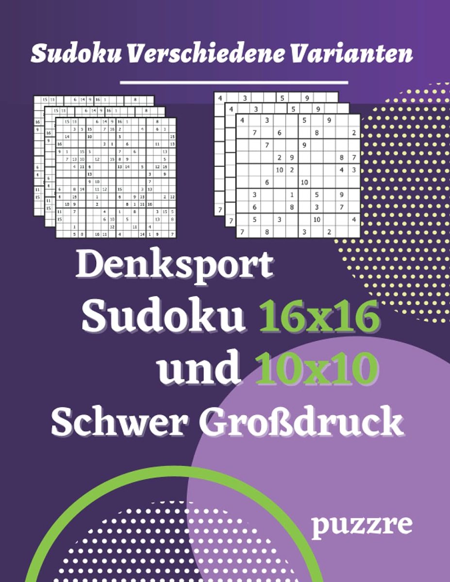 SnelShoppen - Denksport Sudoku 16x16 en 10x10 Zwaar Grootdruk - Logische Denkspellen voor Volwassenen en Senioren - Puzzels voor Thuis en Reizen