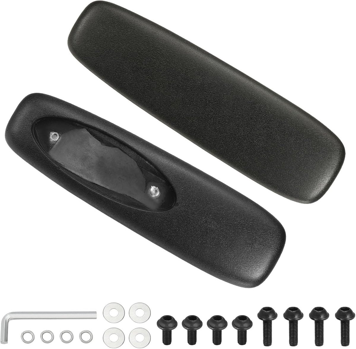 SnelShoppen - Bureaustoel Armsteun Vervanging - PU Lederen Armpads voor Gaming Stoelen - 1 Paar met Montage Materiaal - Ergonomisch, 265x80mm, Zwart,