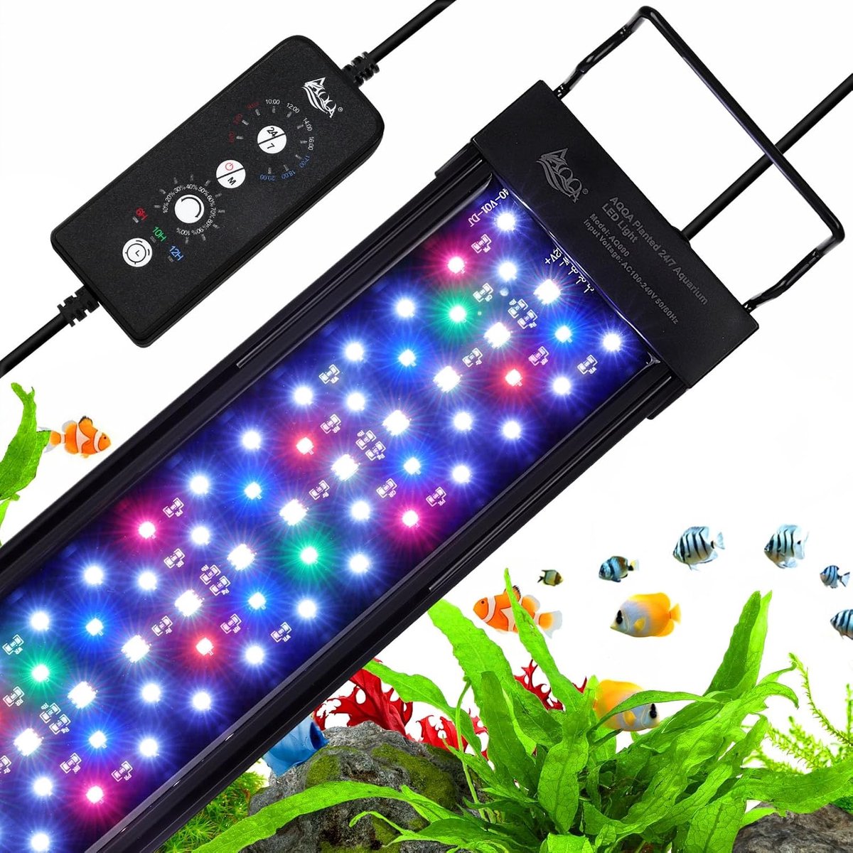 SnelShoppen - Aquarium LED Verlichting 30W, Volledig Spectrum met 24/7 Modus, Verstelbare Timer en Helderheid voor 80-100 cm Visbak - Inclusief Uitbre