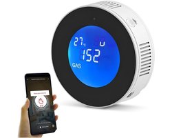 SnelShoppen - WiFi GPL Gas Detector voor Methaan en Aardgas, C3H8 Propaan Sensor met LEL Display en 85dB Alarm, Slimme App Controle, Muurbevestiging e