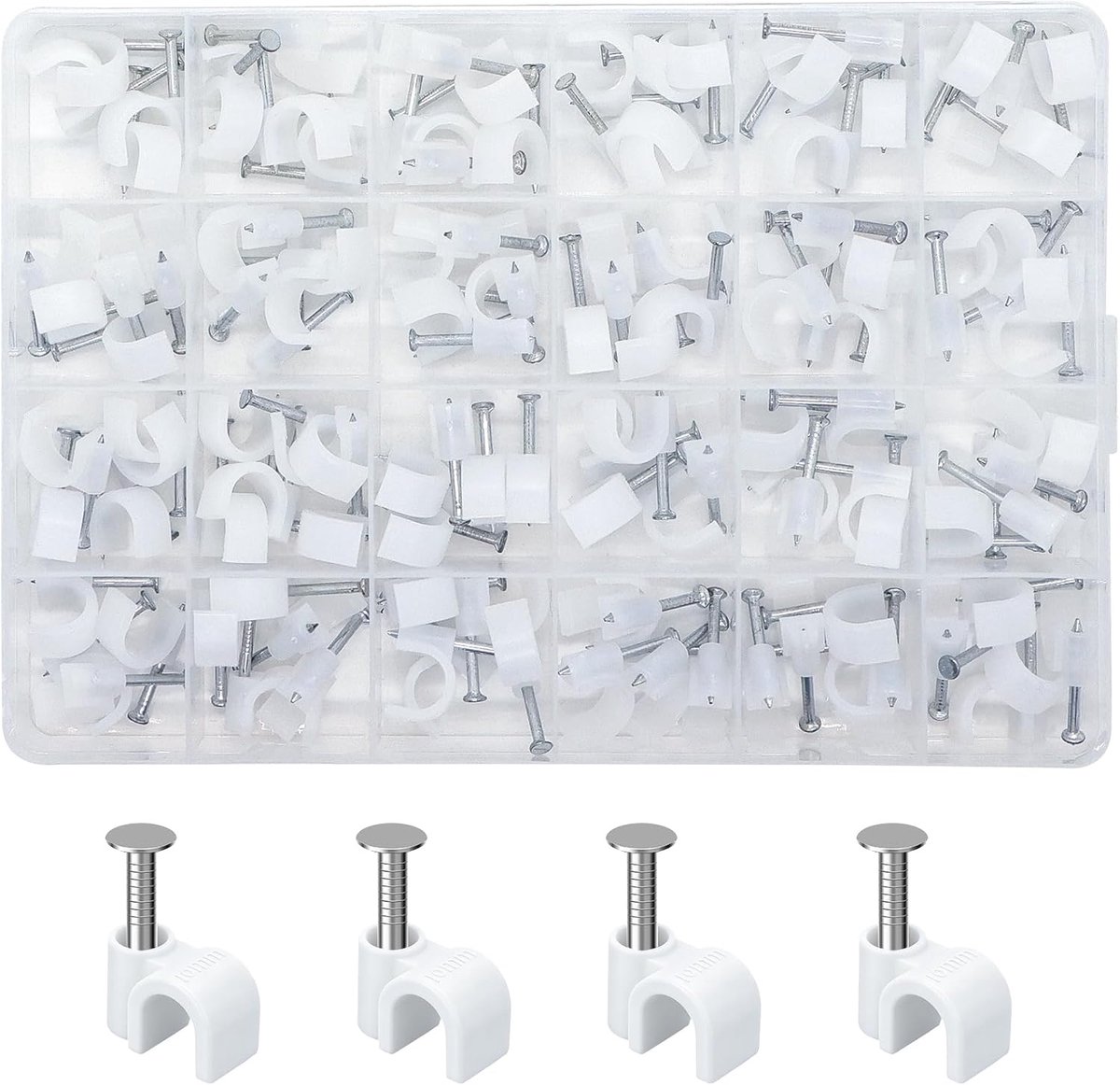 SnelShoppen - 120 Stuks Kabelclips Wit - Nagelklemmen, Kabelhouders voor Muur, Kabelklemmen om te Schroeven, Draadkabelklem voor Wand, Kabelspijkers,