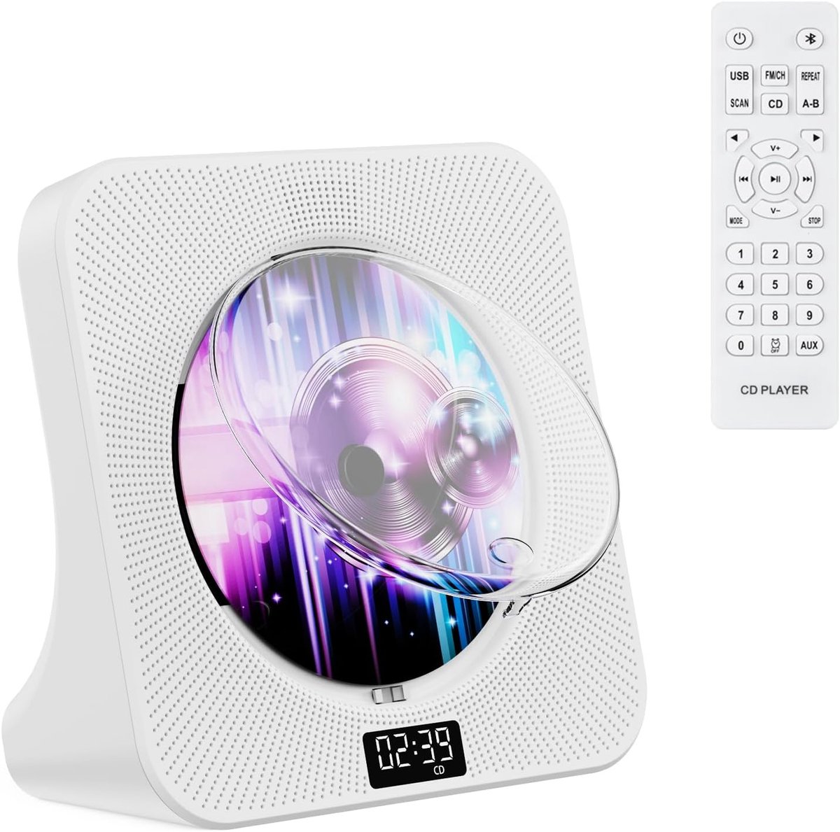 Draagbare Bluetooth CD-speler met afstandsbediening en FM-radio voor thuis