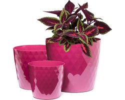 Plantenpotten Set - Bloempotten Binnen - Decoratief Gebruik - Glanzend Kristaloppervlak - Set van 3 - Roze