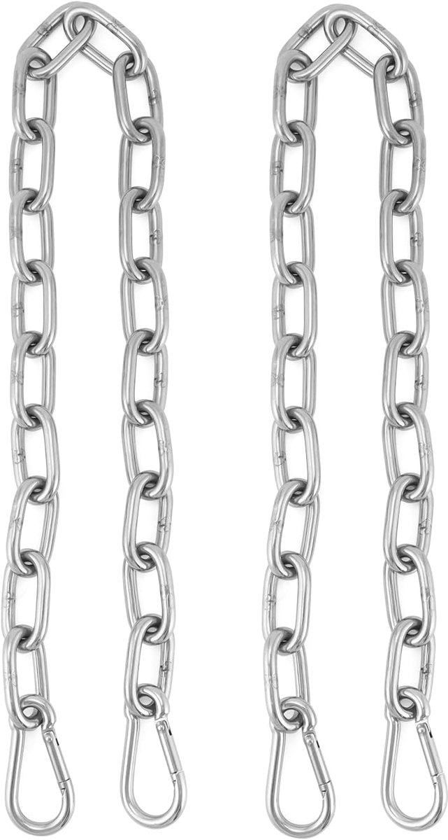 SnelShoppen - 2 stuks 65cm Verlengketting met M5 Karabijnhaak - Ø6mm RVS 304 voor Schommels, Hangstoelen, Hangmatten, Bokszakken, Speeltuin, Tuin, Cam