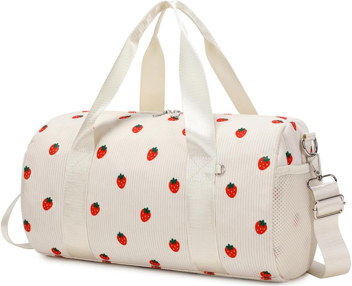SnelShoppen - Classic Dance Bag voor Meisjes, Sporttas, Kindertas, Handtas voor Kinderen, Duffel Bag, Aardbei, 45 x 25 x 20 cm, Reisbagage