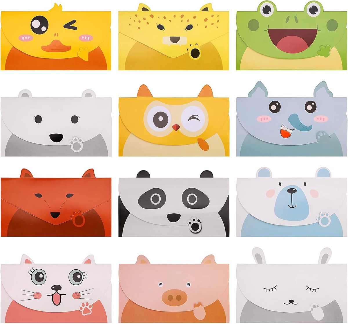 SnelShoppen - 36-delige Dieren Bedankkaarten Multipack - Schattige Dieren Verjaardagskaarten voor Kinderen - Hoogwaardige Kartonnen Stationery voor Fe