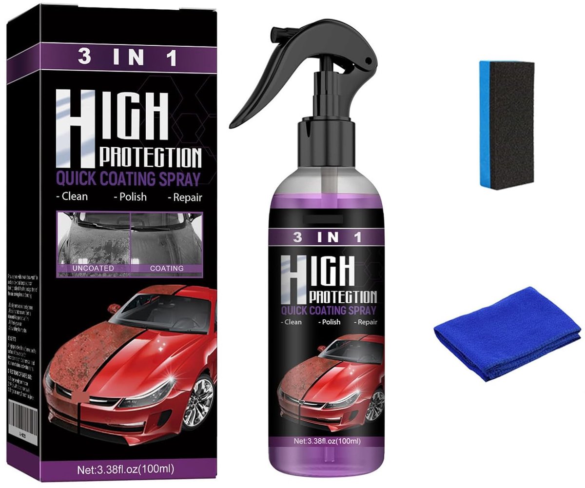 SnelShoppen - 3 in 1 High Protection Coating Spray voor Auto's, Nano Repair Spray, Ceramische Wax Polish, Hoogwaardige Bescherming, Glanzende Afwerkin