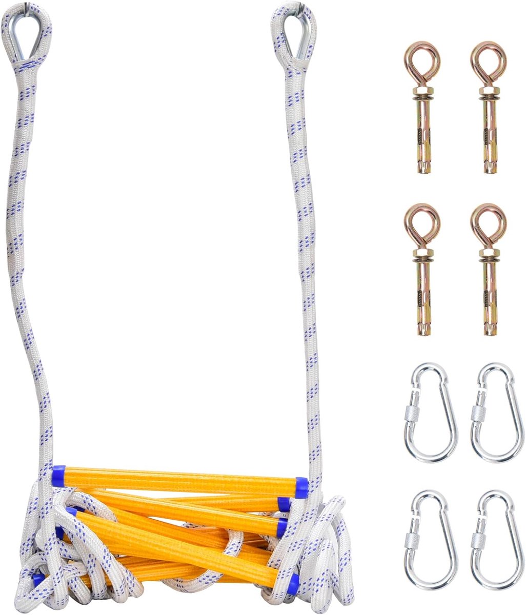 SnelShoppen - Rope Ladder 5m, Draagbare Reddingstouwladder, Nylon Evacuatie Ladder, Vuur Ontsnappingsladder, Max. Draagcapaciteit 200kg, Voor Raam, Ba