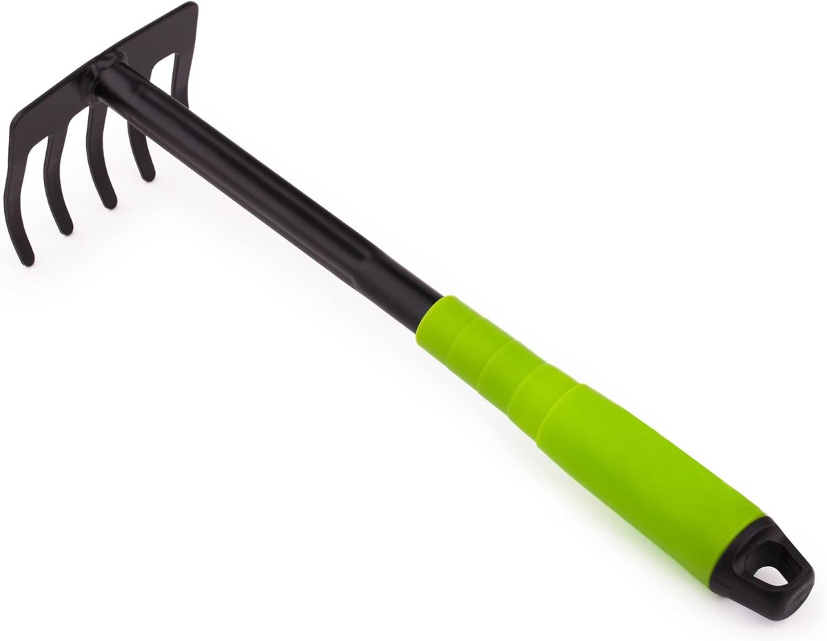SnelShoppen - Tuinhark voor Bloemen met 5 Tanden - Kleine Rake voor Tuin, Balkon, Moestuin - Ergonomische Handgreep - Werkbreedte 85 mm - Ideaal voor