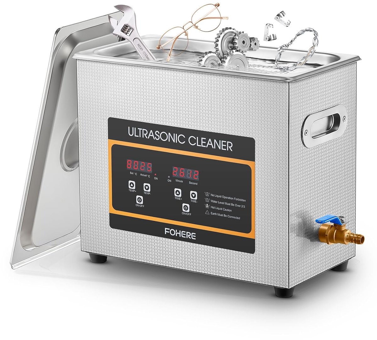 SnelShoppen - Professionele ultrasoon cleaner met verwarming en timer - 180W hoog vermogen voor sieraden, auto-onderdelen, ventielen, wapens en labora